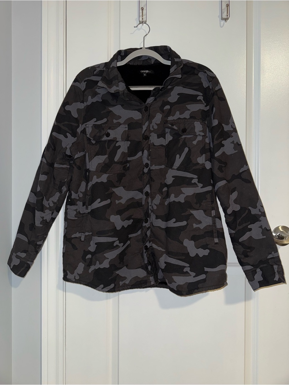 George Black and Gray Camo Button-Up Shirt Jacket
